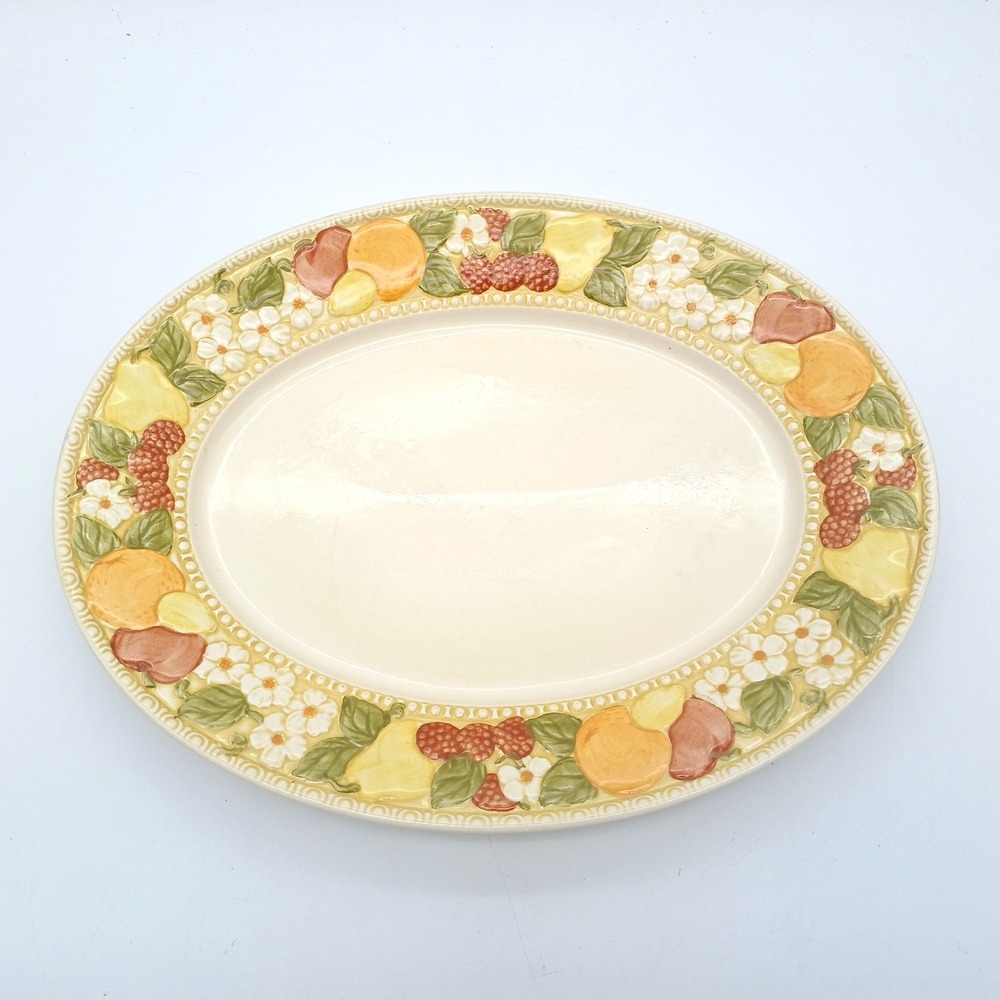 Vintage Metlox Vernon Ware Della Robbia Oval Serving Platter 14.5" MCM USA